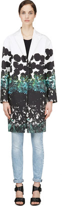 Cédric Charlier Black & White Painted Abstract Print Coat