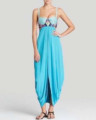 Mara Hoffman Checkers Embroidered Maxi Dress Swim Cover Up