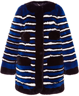 Marc Jacobs Striped Rabbit-Fur Coat