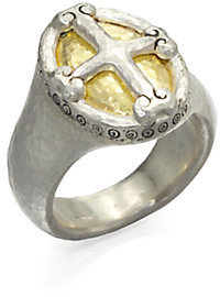 Gurhan Sterling Silver & 24K Yellow Gold Crest Ring
