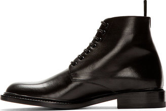 Saint Laurent Black Leather Minimal Combat Boots