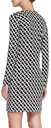 Diane von Furstenberg Reina Long-Sleeve Chain-Link-Print Dress