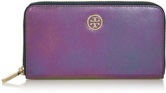 Tory Burch Robinson iridescent textured-leather continental wallet