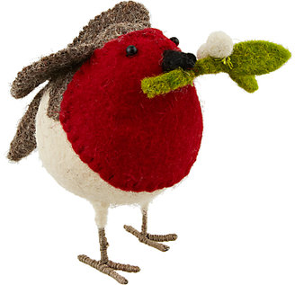 Fiona Walker England Scandi-chic Robin with Holly Decoration, Small