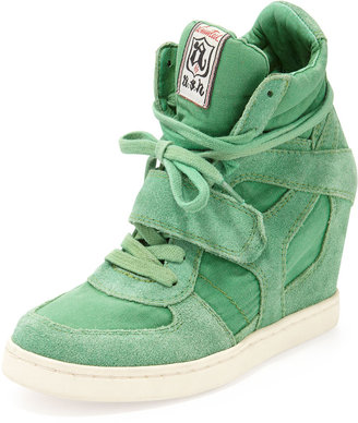Ash Bowie Suede and Canvas Wedge Sneaker, Brazil