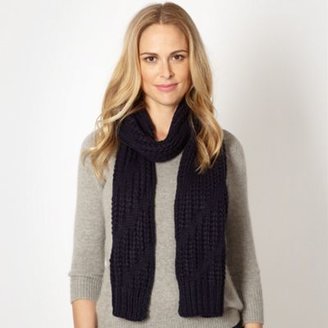 J by Jasper Conran Designer navy diagonal knit scarf
