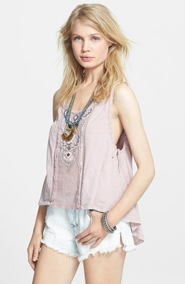 Free People Embroidered Cotton High/Low Tank