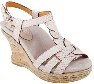 Earthies Corsica Embossed Leather Strappy Wedge Sandals