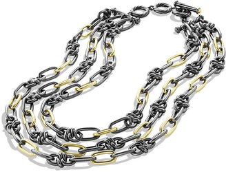 David Yurman Black & Gold Five-Row Link Necklace with Gold