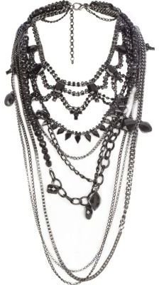 River Island Black embellished draped statement necklace