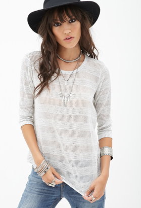 Forever 21 Striped Open-Knit Top