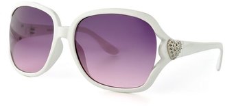 UNIONBAY Rhinestone Heart Oversized Oval Sunglasses