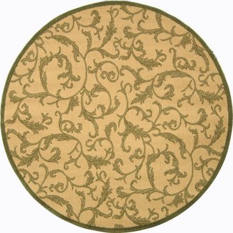 Safavieh Courtyard Collection CY2653-1E01 Natural and Olive Indoor/Outdoor Round Area Rug, 5-Feet 3-Inch
