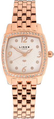 Links of London Mayfair Square Rose Gold Plate & Crystal Watch