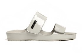 Calvin Klein Maite Patent Slide Flat Sandals - Stone