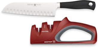 Wusthof Grand Prix II 2-Piece Santoku Knife and Asian Sharpener Set
