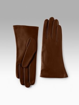 Saks Fifth Avenue Silk-Lined Leather Gloves