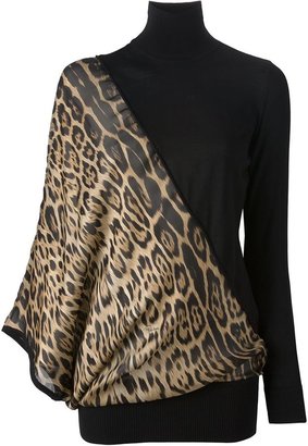 Roberto Cavalli leopard panel sweater dress