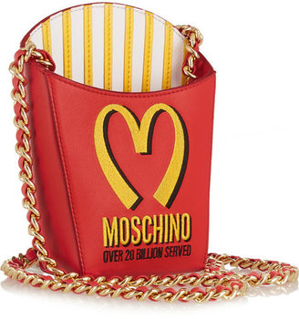 Moschino Embroidered leather shoulder bag