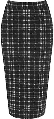 Oasis Tartan Tube Skirt, Black/White