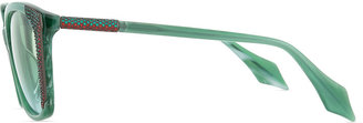 Cat Eye Mila ZB Crystal-Embellished Cat-Eye Sunglasses, Green