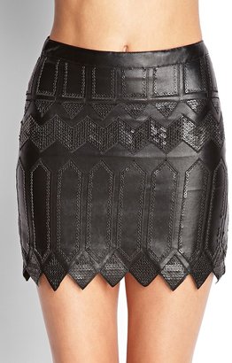 Forever 21 Faux Leather Sequined Mini Skirt