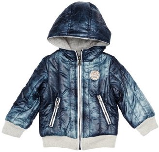 Diesel Baby Boy's Boy's Reversible Hooded Jacket Jersey Nylon Zip Through with Navy Grey Logo