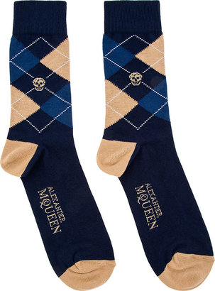 Alexander McQueen Navy Argyle Socks