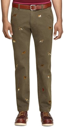 Brooks Brothers Dog Embroidered Chinos