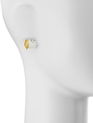 Tory Burch Reversible Two-Tone Logo Huggie Earrings