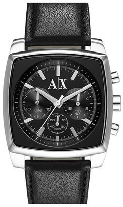 Armani Exchange Square Chronograph Leather Strap Watch, 40mm