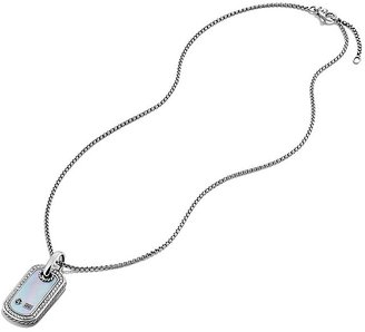 David Yurman Color Classics Tag with Mother-of-Pearl and Diamonds on Chain