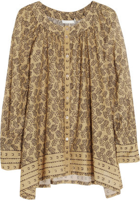 Donna Karan Printed cotton and silk-blend blouse