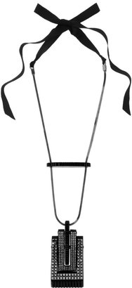 Lanvin Pewter-plated blackened Swarovski crystal necklace