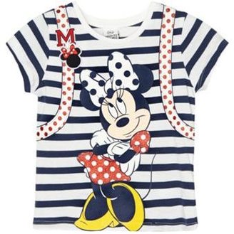 Disney Girl's white striped 'Minnie Mouse' t-shirt