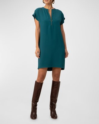 Trina Turk Hasil Zip-Front Crepe Mini Dress