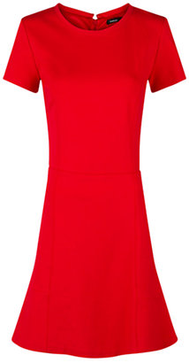 MANGO Decorative Seams Fitted Dress, Bright Red
