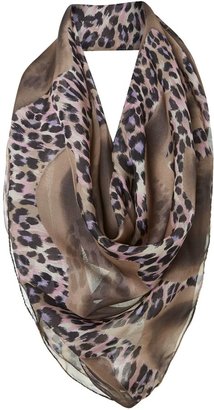Helene Berman Animal swirl print silk square scarf