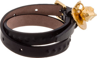 Alexander McQueen Black Leather Wrap Bracelet