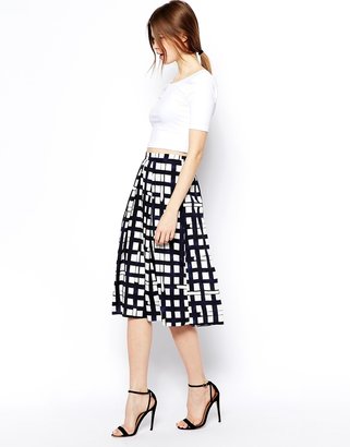 ASOS Midi Skirt In Check Print