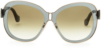 Balenciaga Transparent Framed Sunglasses, Smoke