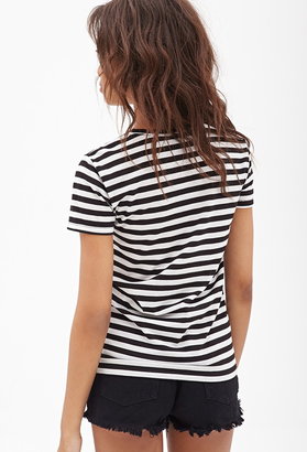 Forever 21 striped snoopy graphic tee