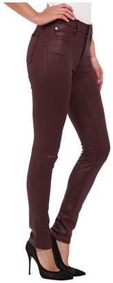 7 For All Mankind Crackle Leather-Like Knee Seam Skinny w/ Contour Waistband in Burgundy Crackle