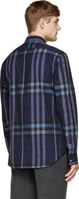 Burberry Navy Classic Plaid Shirt