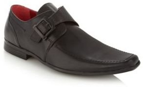 Red Tape Black leather buckled apron toe shoes