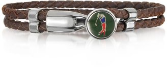 Forzieri Green Golfer Brass and Leather Men's Bracelet