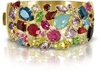 Forzieri Gold Plated Metal Bangle w/Crystals