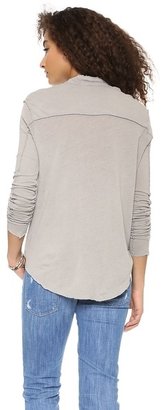 James Perse Inside Out Linen Button Up Top