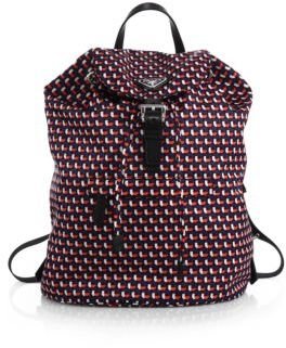 Prada Vela Octagon-Patterned Nylon Backpack