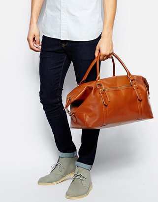 ASOS Leather Holdall In Tan